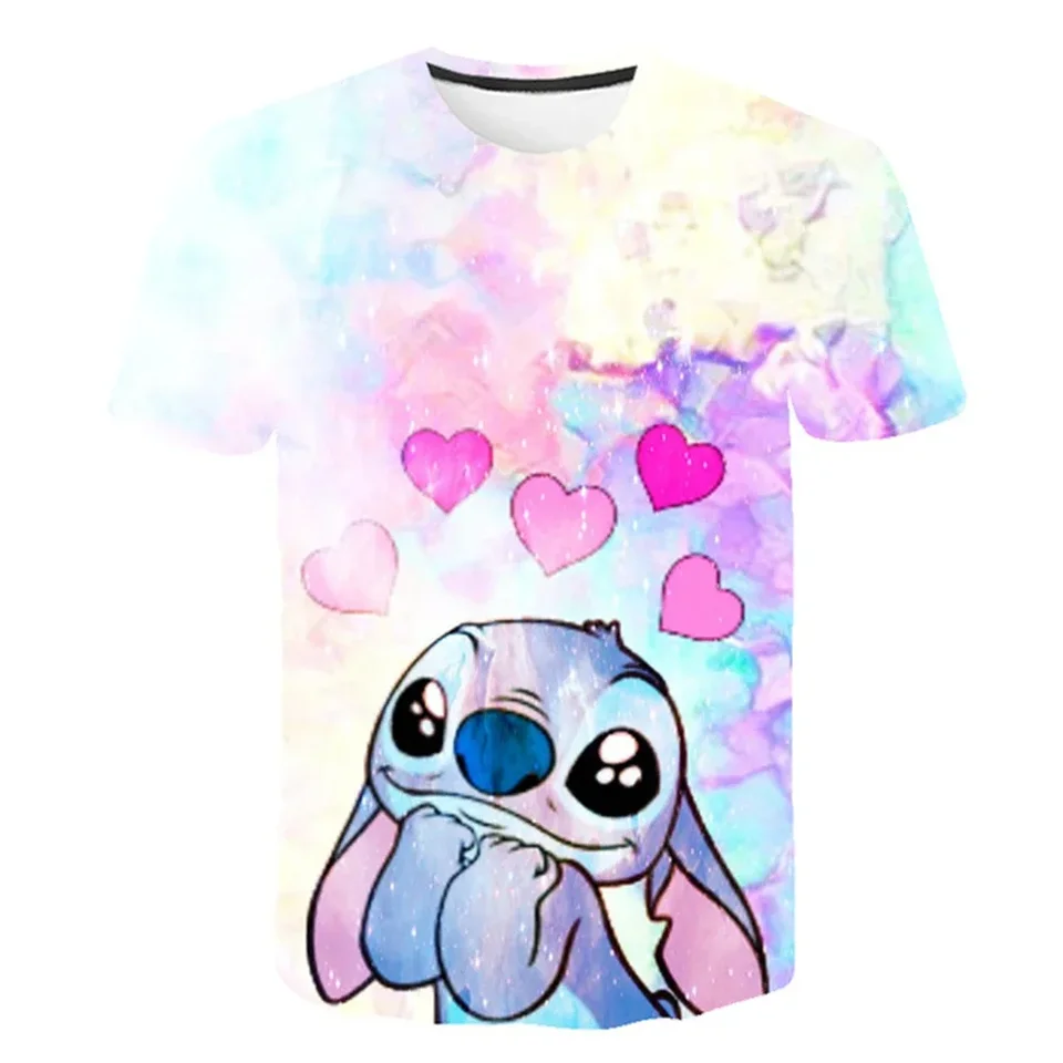 2024 Summer Stitch Anime Vysoko kvalitné 3D tlačené tričká Tops Tops Boy Girls Loose Funny Tričko Detské detské tričko plus veľkosť