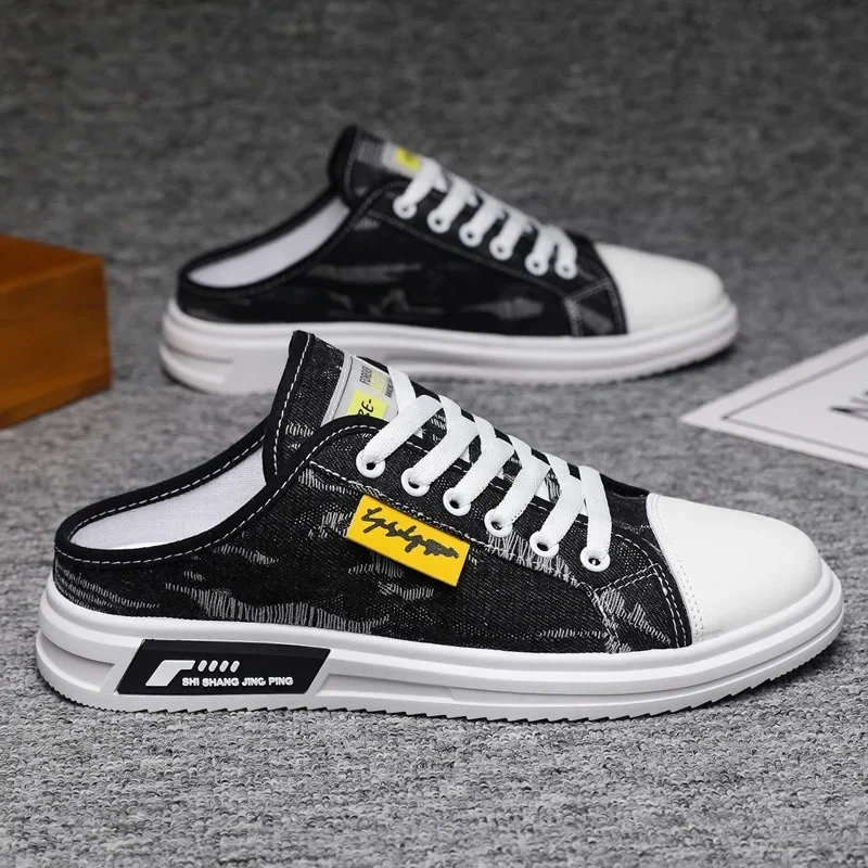 2024 Summer Trend Designer Pánske polovičné papuče priedušné chladné neformálne byty Svetelné šnurovanie Uping Walking Tlánovca Zapatillas de Hombre