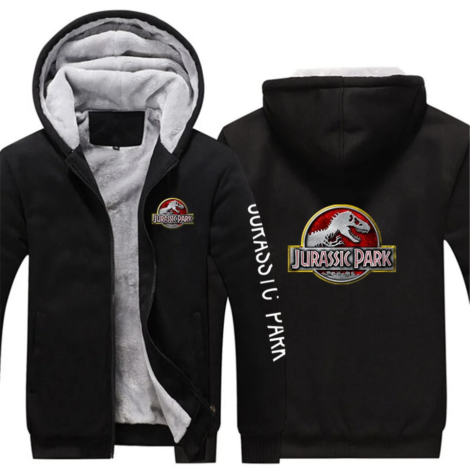 2024 Tlač nového Jurassic Park Jeseň a zimná muži mikina zips Pohodlná neformálna bunda zahusťuje mikiny vrcholy