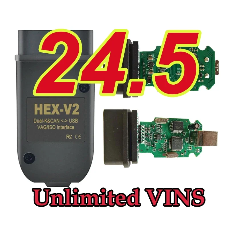 2024 VCDS VAG COM HEX V2 23.11 23.3.1 SCANER OBD2 SCANER USB VAGCOM rozhranie pre VW Audi SKODA SEAT Unlimited VINS HXE-V2 ATMEGA162