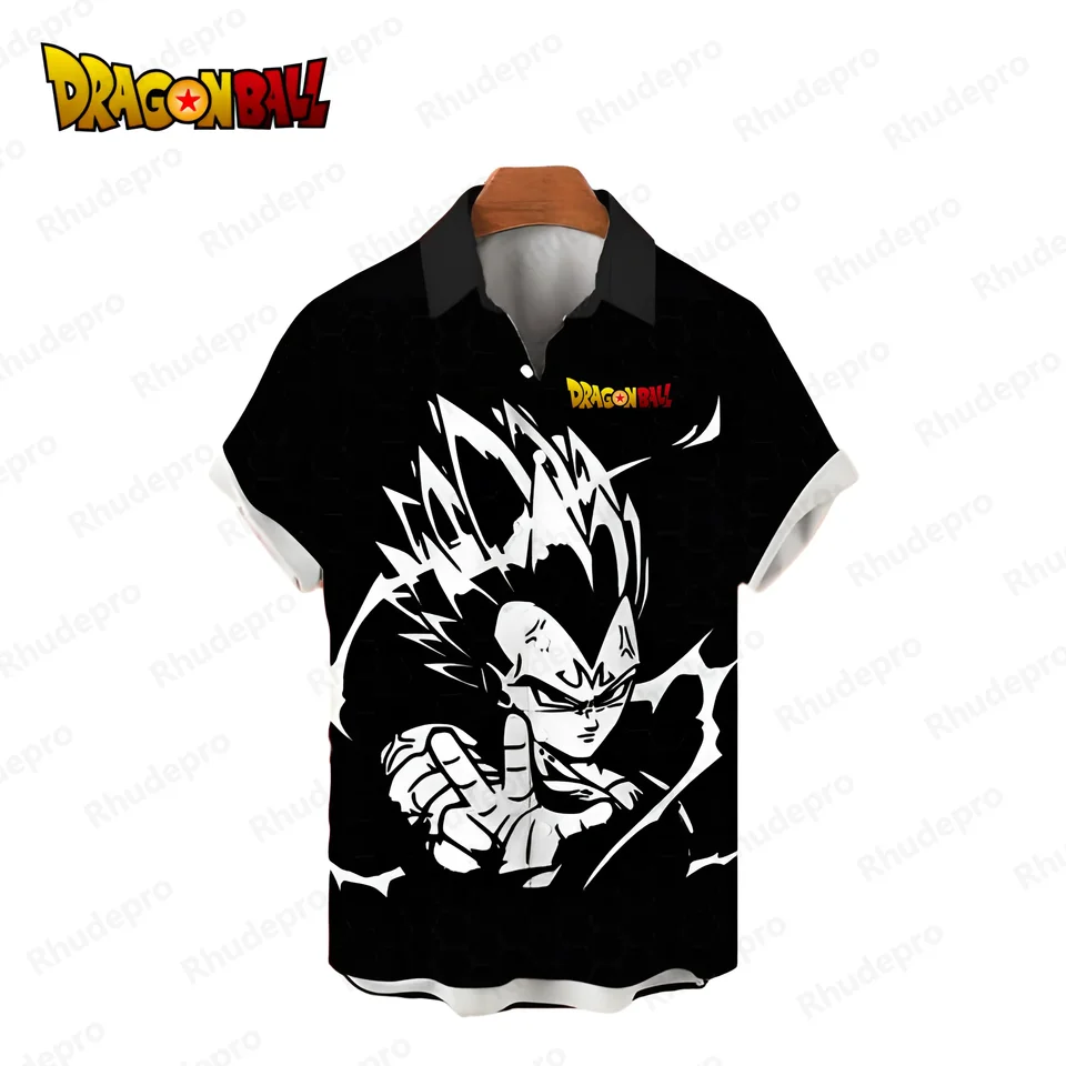 2024 Vegeta Dragon Ball Z Pánske košele Harajuku krátky rukáv Cool plážový štýl Estetické oblečenie