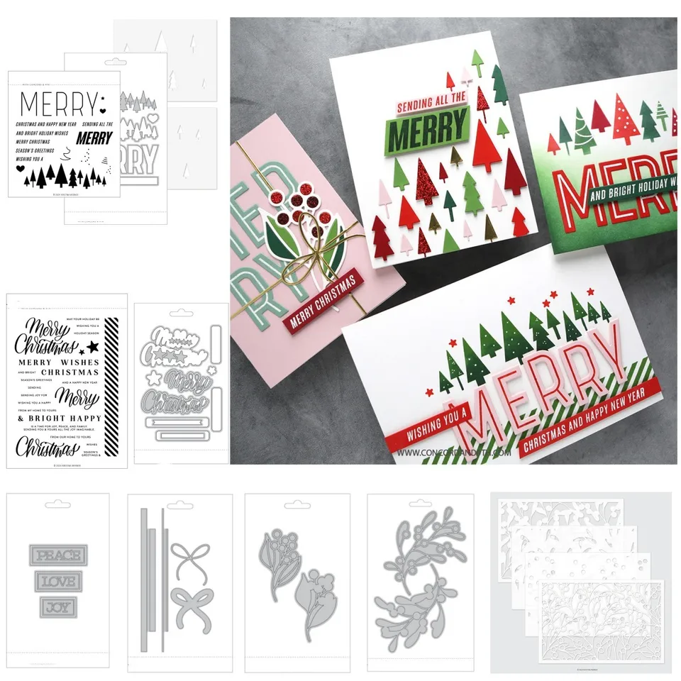 2024 Vianočné bobule opúšťa darčekový luk list kovový rezatie ostrihania čistých známok šablón pre domácich majstrov zdobenie scrapbook Card Craft