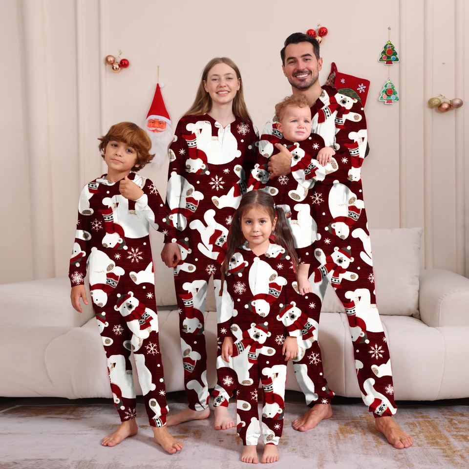 2024 Vianočné rodinné pyžamy móda MOOSE MOOSE HAJA VYROBNÉ KARTOBY ONESIE VICORNE MOTHO DETI Rodinné oblečenie detské oblečenie