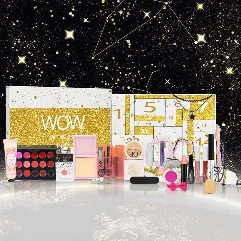 2024 Vianočný adventný kalendárový box make -up set rystick Eye Shadow Concealers Cosmetics Darček pre ženy vianočné darčeky