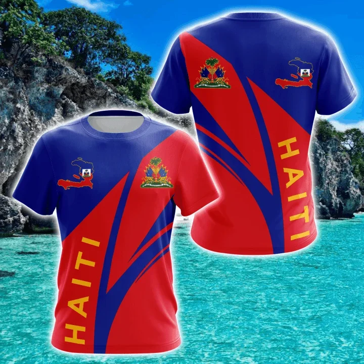 2024 Vlajka Country Emblem Vlajka Karibský morský ostrov Haiti Retro Streetwear 3Dprint Funny Casy Casy Casy Case Ruckve Tričká Muži/ženy