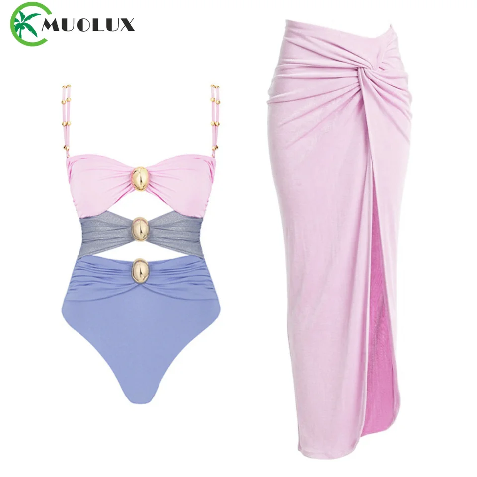 2024 Vysoký pás Push Up Bikini Set 3D kvetinové plavky šaty Dámske výtlačky 3 kusy plavky Rufla plážová plavky sukňa femme