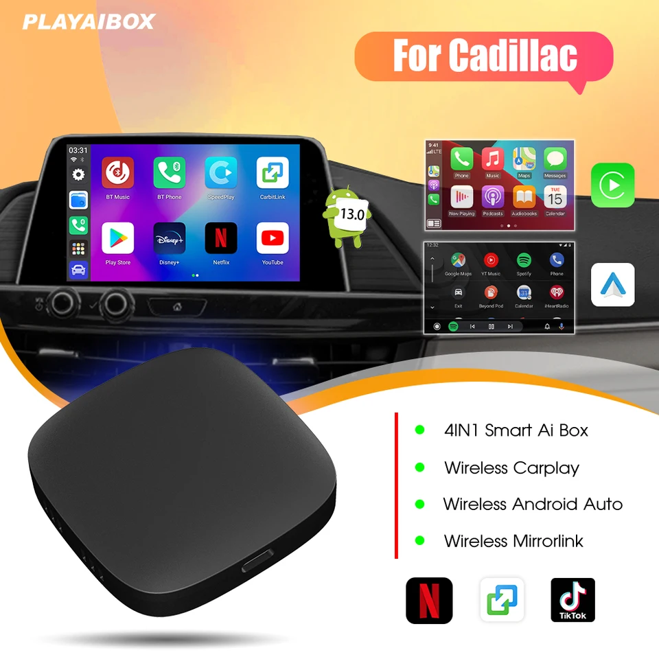 2024 Wireless CarPlay AI TV Box Android Auto Android 10 pre YouTube Netflix pre Cadillac ELR ATS CTS CT6 XTS XTS XT4 CT4 -V CT5 -V