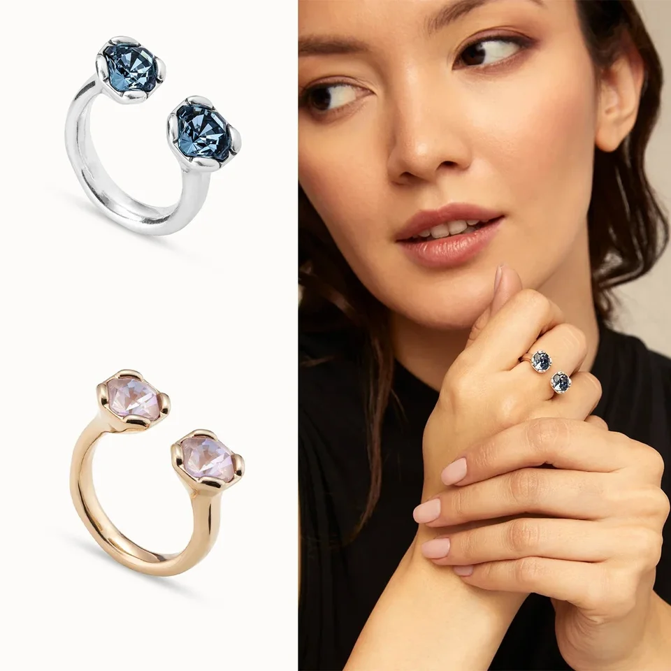2024 Španielsko Horúce uno de 50 šperky so šterlingovou striebornou zlatou rose Open Blue Crystal Ring, ženské romantické šperky darček