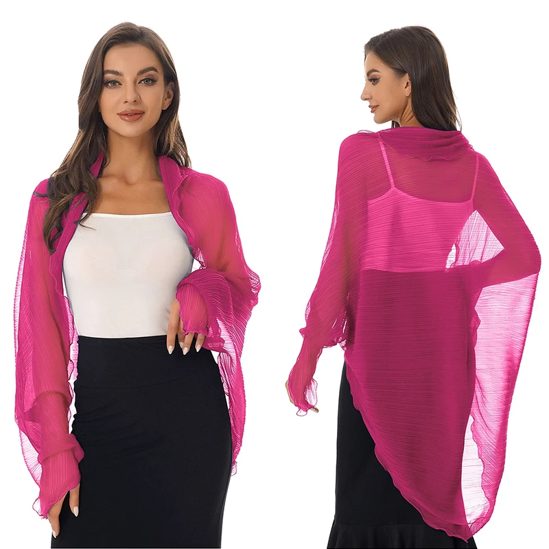 2024 šály letná pláž Sexy ženy móda Solid Shiffon Smock Bikini Cover Up Up Loose Blúzka Slnečný krém Pohodlný poncho horúce