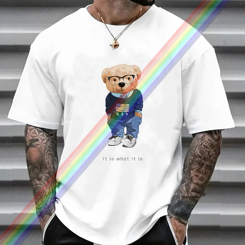 2024 Ženy Men T košeľa vysokokvalitné 100% bavlnené tričko Bear Print Streetwear Brand Brand Brand Outsid Summer veľkú veľkosť módne vrcholy