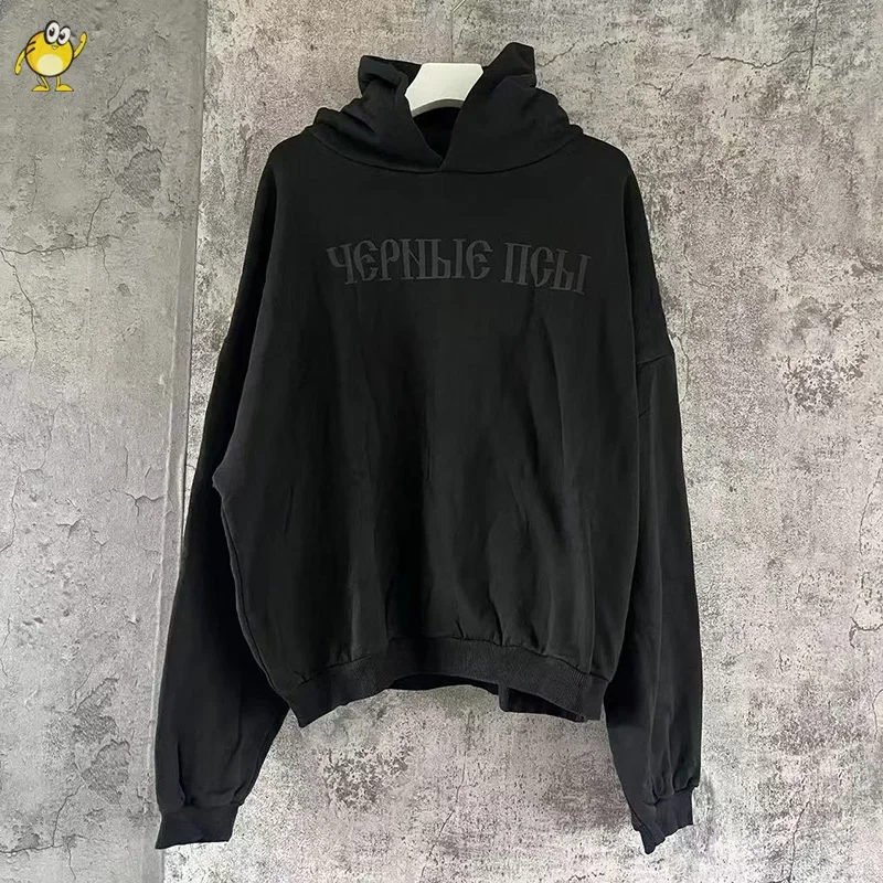 2024FW Hip Hop Najlepšia kvalita Yzy Kanye Ruská tlačiareň mikiny Vintage High Street Hooded Pulloves Žena