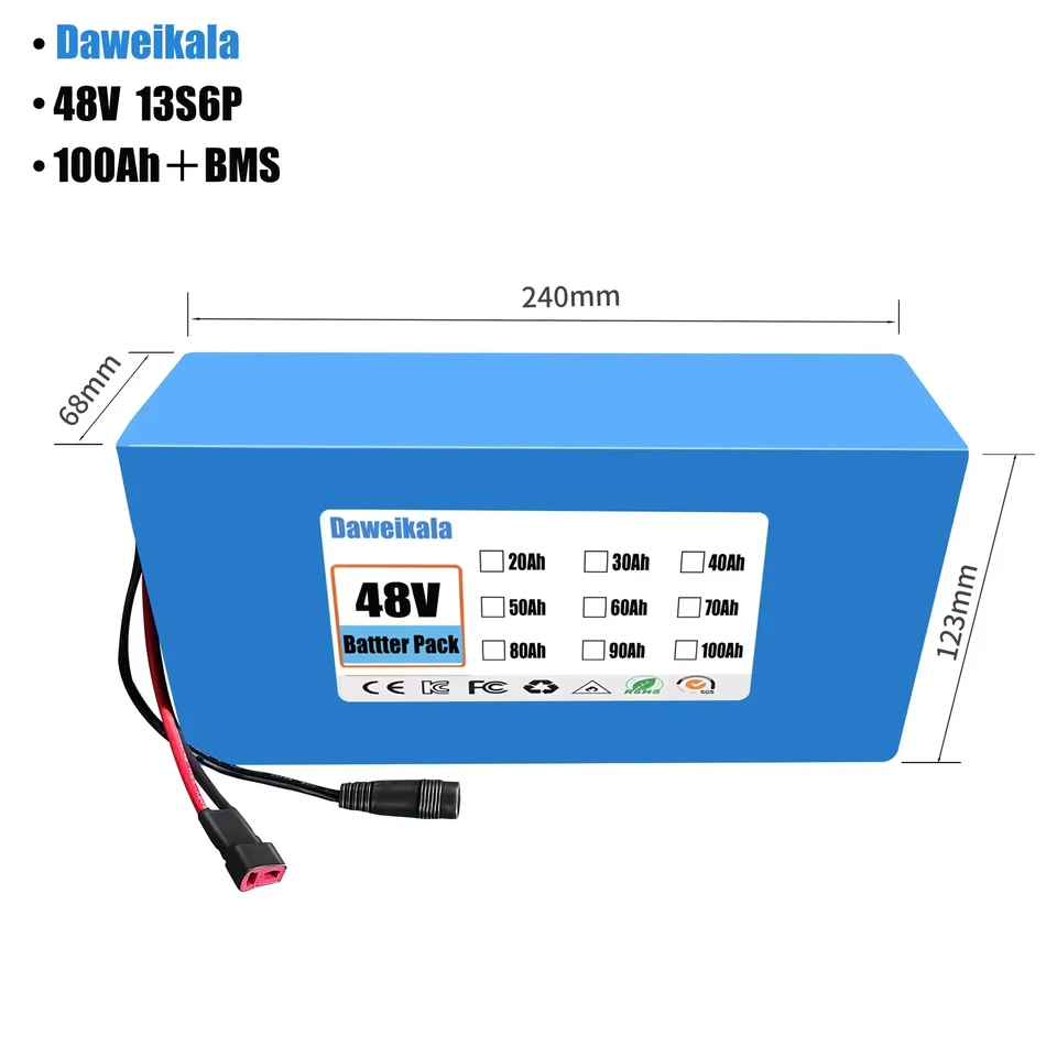 2024NEW 48V 18650Battery Li-ion batéria 48V 100000 mAh 13S6P Suriter Scooter Bicycle Motorcycle Prispôsobiteľná zástrčka EÚ/US nabíjačka