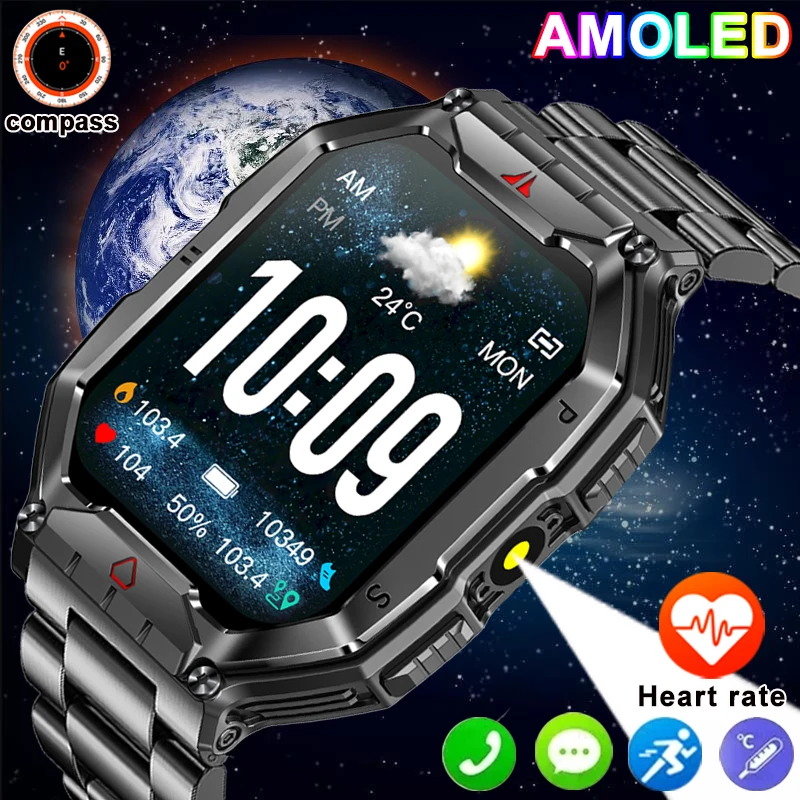 2024New Huawei Compass Smart Watch Men's 2,1-palcový AMOLED HD SCREE SCREFT SRDCE HLASOVÝ HLAS Bluetooth volaj vodotesný vonkajší inteligentný hodinky
