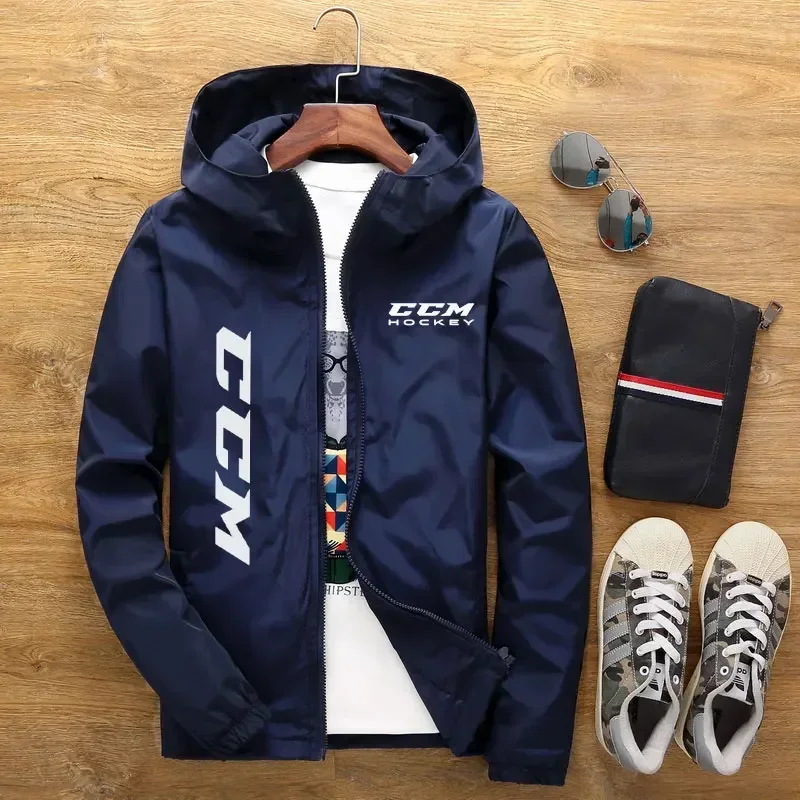 2024NEW Jar a letná kapucňa pánska bunda CCM Hockey Mens Casual Windbreaker Zipper tenká sekcia s kapucňou Men 7xl