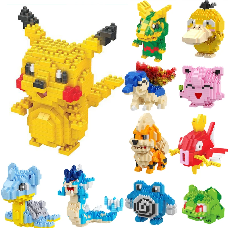 2024NEW Pokemon Malé stavebné bloky Karikatúra Charizard Gengar Snorlax Mini Model Model Grafika Grafika Kid Hračky