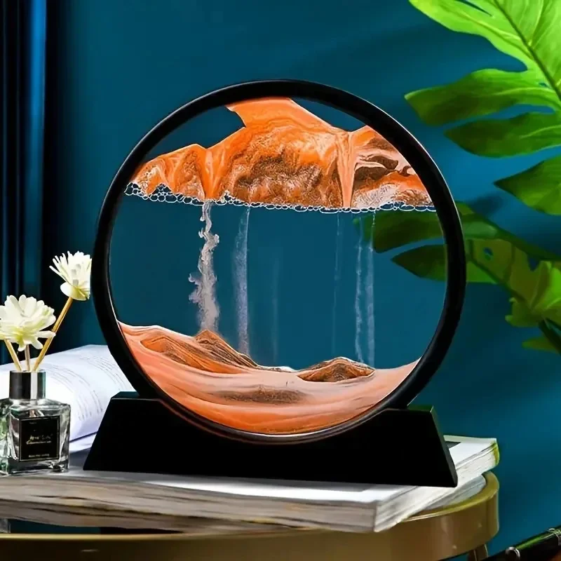 2025 3D presýpacie hodiny Quicksand Moving Sand Art Picture Round Glass Deep Sandscape Craft Flowing Painting Office Home