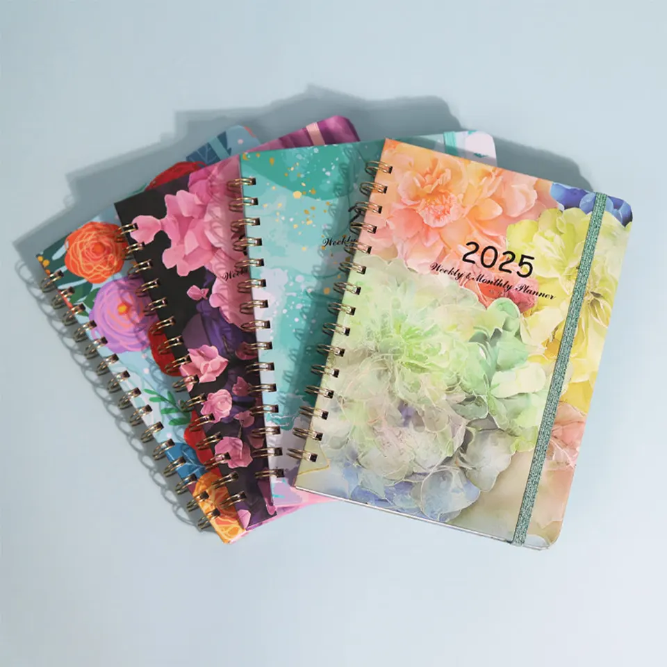 2025 A5 Notebook Spiral Bound Diary Plánovač s mesačnými kartami týždenný plánovací notebook pre kancelársku školu