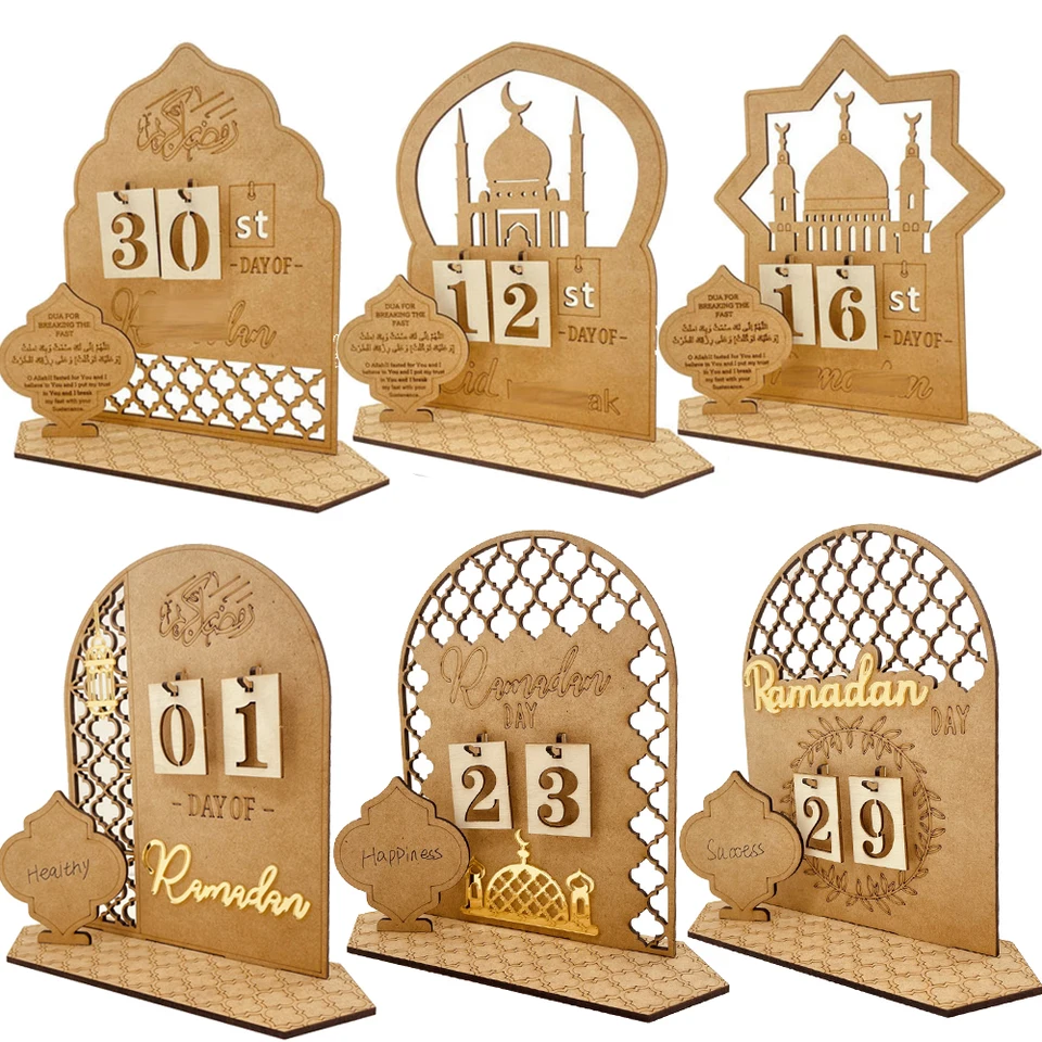 2025 Advent Calendar pre ramadán Eid Mubarak Ornament Drevený ramadánsky kalendár moslimská strana dekorácia remeslá Eid al-Adha ornament