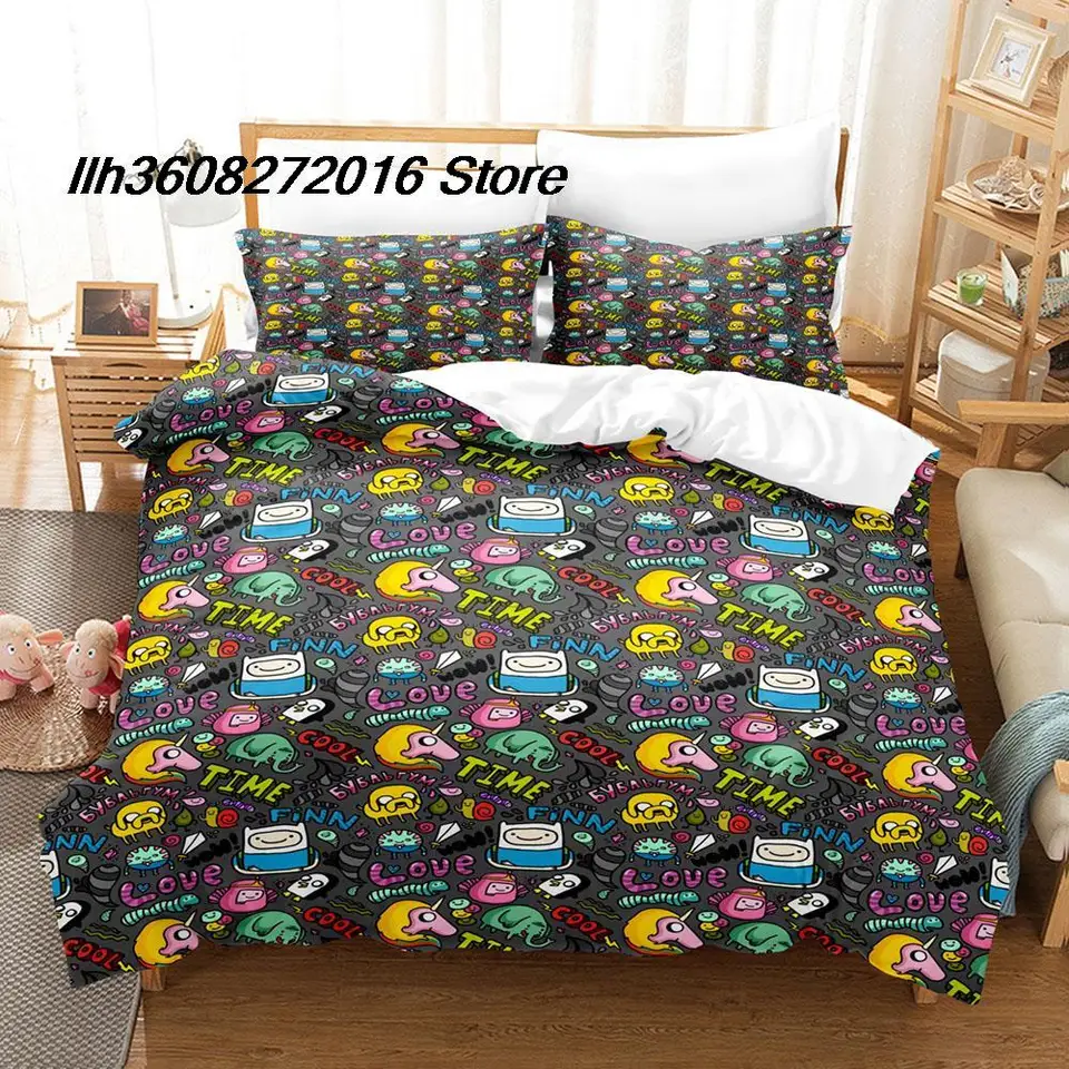 2025 Adventure Time Finn a Jake The Dog Face Bedding Set Single Twin Full Queen King Set Bed Set Aldult Kid Spálňa 3D tlač