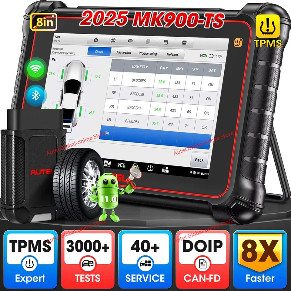 2025 Autel Maxicom MK900TS TPMS Scanner Automotive Diagnostic Tool Program MX-Sensors, TPMS, Diagnostikovanie TPMS, Retrofit, Can FD a Doip