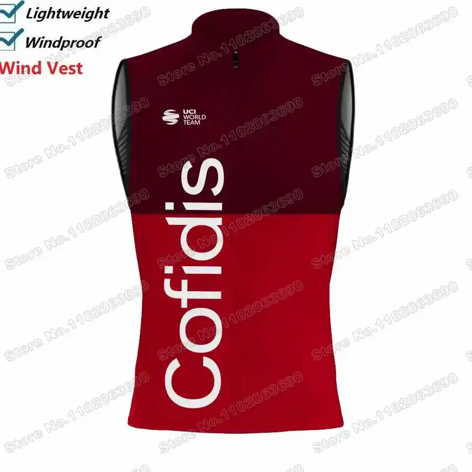 2025 COFIDIS Team Wind Vest Men cyklovanie vesty Windproof Španielsko Cycling Jersey bez rukávov bez rukávov Windbreaker MTB uniforma