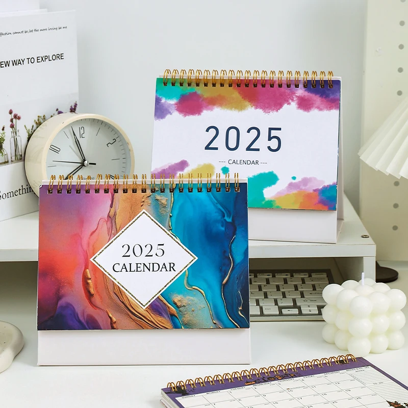 2025 Desk Calendar Flower / Gilding / Painting Cover Multi Festival Téma Plánovač memorandá o stolových príslušenstvách Office School A7741