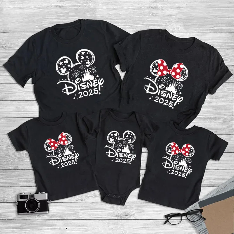 2025 Disney Trip Mickey Minnie Mouse Family Rodinné košele Cotton Dad Mama Bro Sis Kids T tričko detské romány zodpovedajúce oblečenie