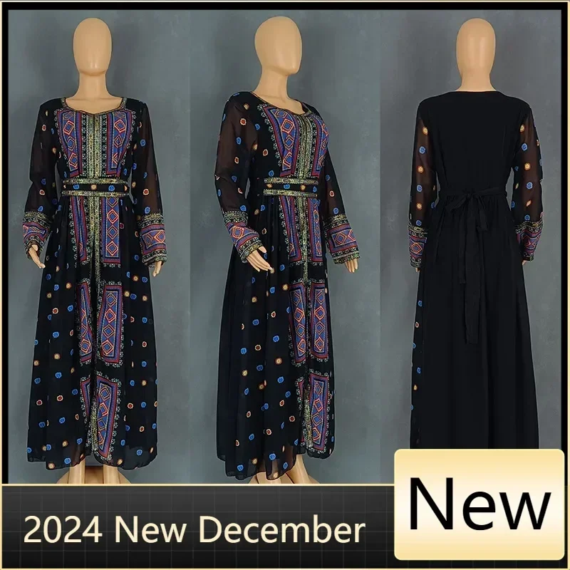 2025 Elegantné kvetinové moslimské šaty Turecko Abayas Ženy módne rúž Čemain tlačené slnečné dovolenky Islamské oblečenie Vestidos