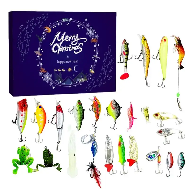 2025 Fishing Advent Calendar 24ks Kreačný vianočný kalendár slávnostné rybárske náradie Environmentálne vianočné odpočítavanie