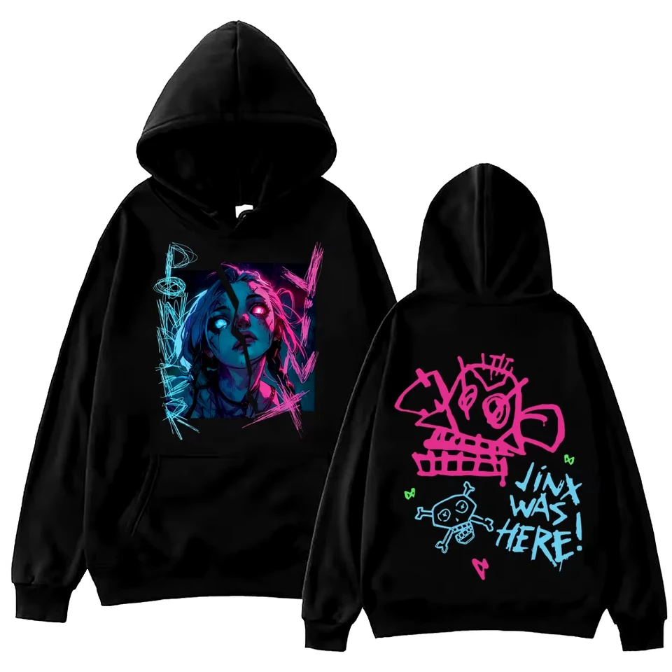 2025 HOT Anime Jinx Arcane Hoodie Harajuku Muži Ženy Pullover Topy Nadmerné oblečenie Streetwear Striedová mikina darček