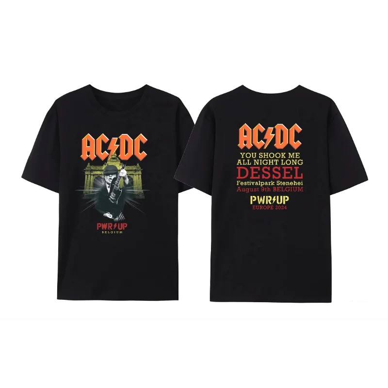 2025 Hot Sale Pure Cotton Rock Band AC DC Čierne tričko Športové dámske dámske rukávy s krátkym rukávom hip-hop módne okrúhly krk S-6XL