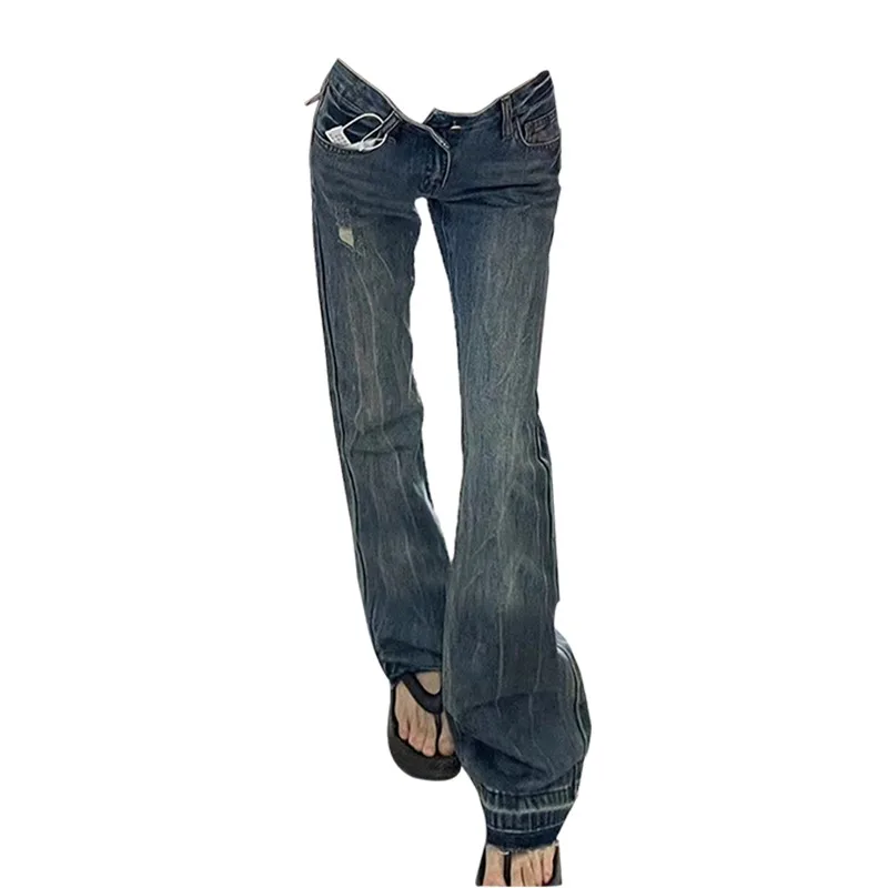 2025 Jeseň KPOP estetika Solid s nízkym pásom Ženy Jean nohavice elegantné móda harajuku štíhle nohavice Vintage erw Pantalones