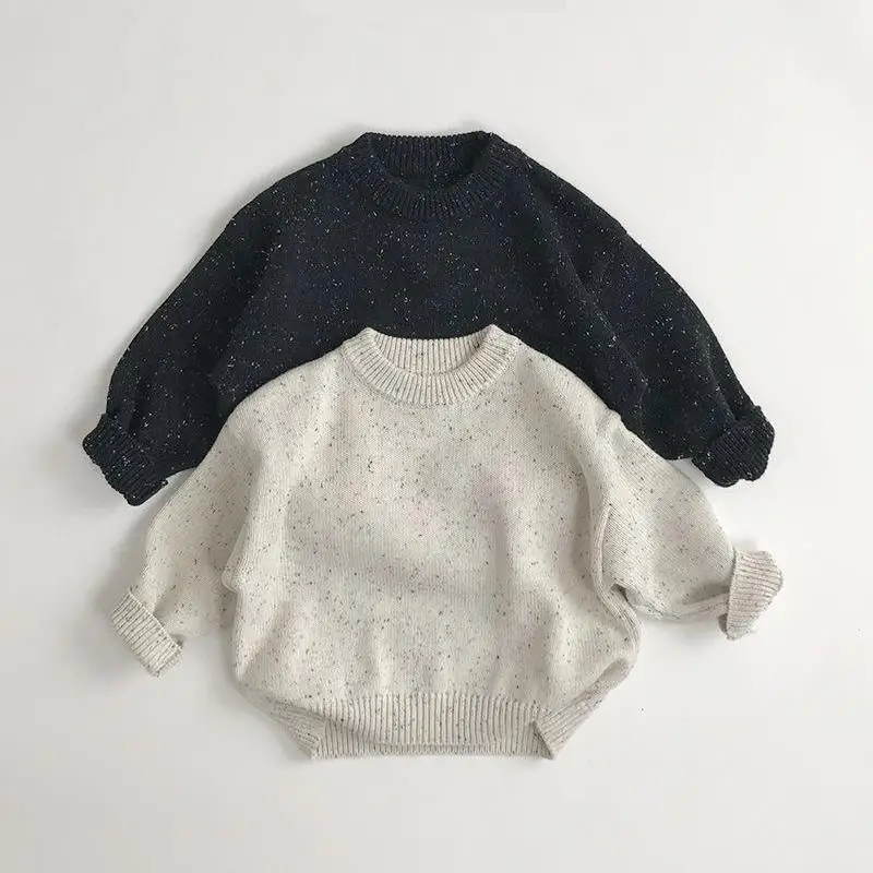 2025 Jeseň Nové deti bavlna farebný point Sweater Boys Dievčatá pletené pullover baby cascle wereter deti všestranný pletenýwear
