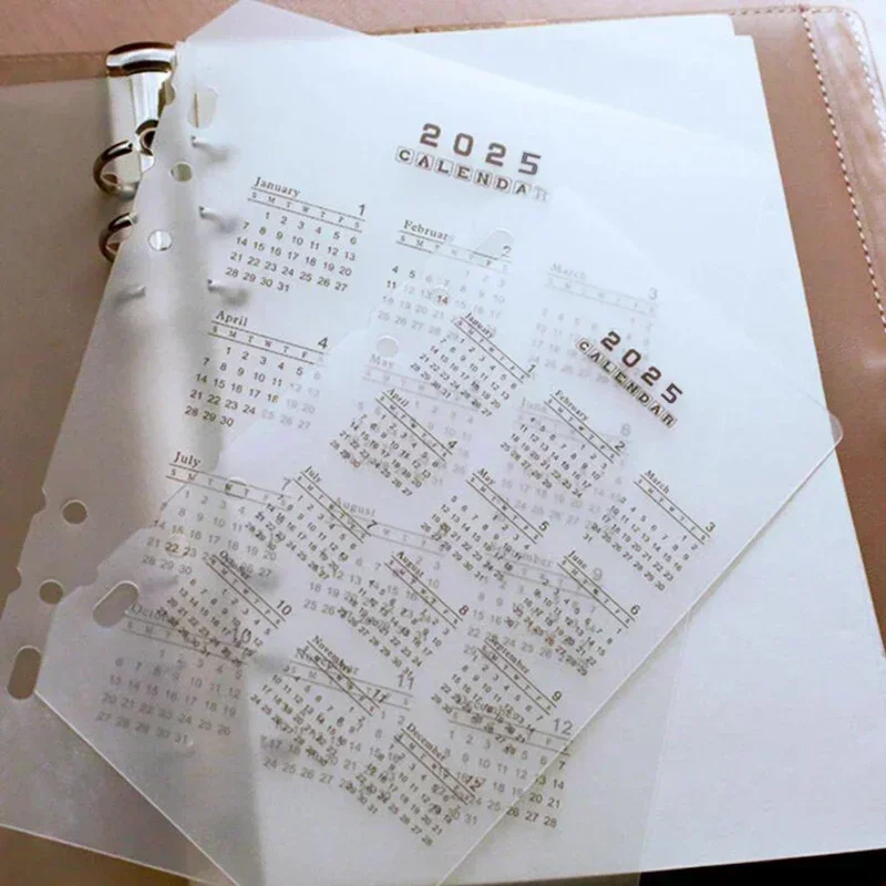 2025 Kalendárový notebook Binder Dividiče A5 A6 Loose Leaf Index Index deliaci záložky Ročné plánovacie organizátory