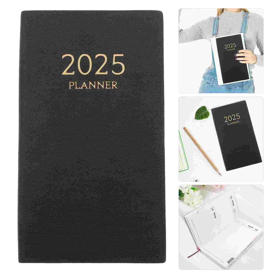 2025 Kalendárový rozvrh programu Program Notebook Vymenovanie Pocket Academic Planner 2024-2025 Čierny týždenný rok cestovanie
