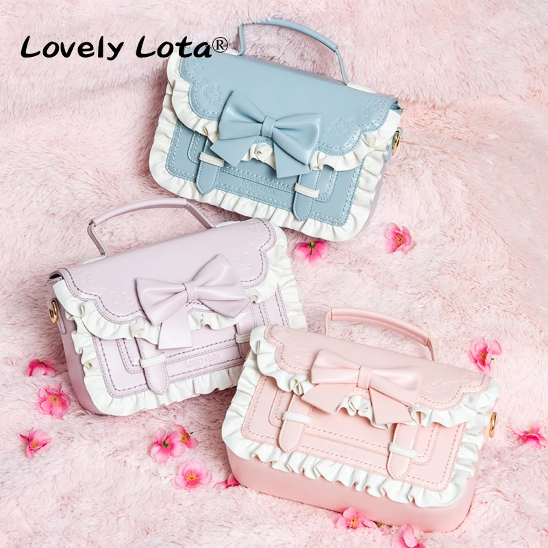 2025 Lolita Bag Girls Elegant Bow Pu ramenné tašky Nové JK Uniforma Crossbody Bag Sladké roztomilé voláči