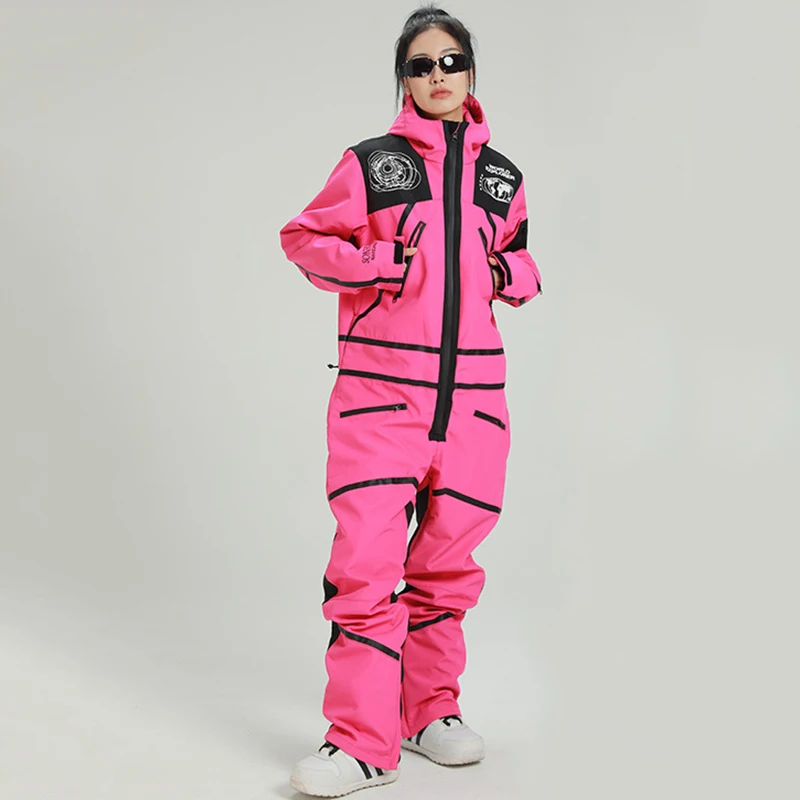 2025 Nepremokavá s kapucňou Ženská lyžiarska kombinéza Šport Žena Snowboard Suit Wink Women Jeden kus snehu Mountain Celkovo oblečenie