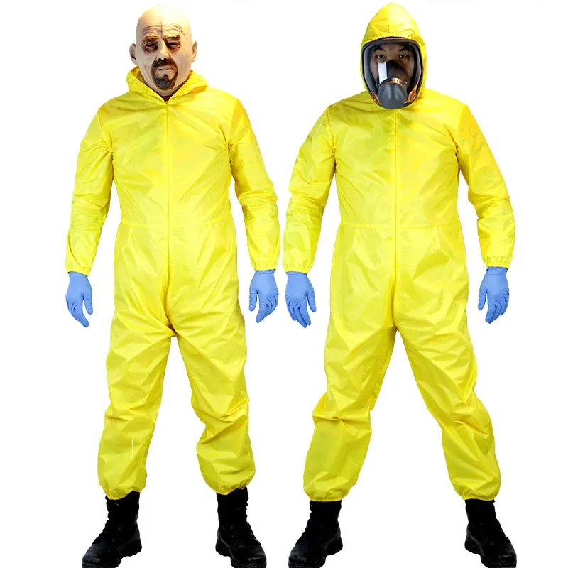 2025 New Breaking Bad DIY Walter Cosplay biely toxický oblek muž Halloween žltá kombinéza TV TV kostým plynovej masky fa aa