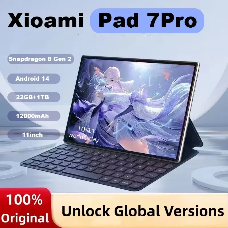 2025 New7s Pro Originálne globálne vydanie tableta PC PAD PAD Snapdragon 8Gen2 HD 4K 22 GB + 2TB Android 14 5G Tablet s Dual SIM WiFi