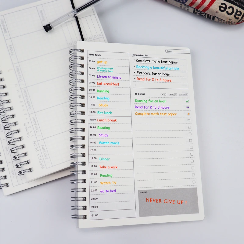 2025 Notebooks Program denný týždenný mesačný plán špirálovité organizátor A5 poznámky Mesačný priehľadný plán programu program
