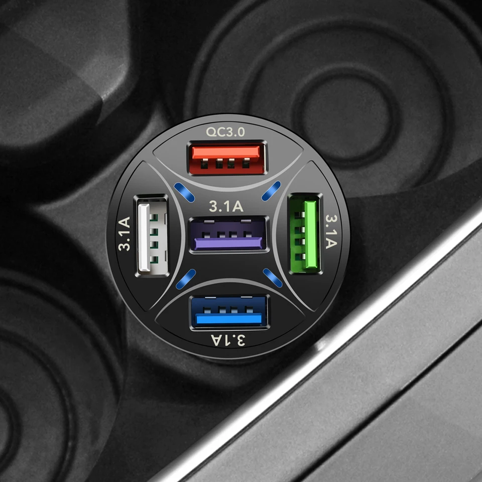 2025 NOVINKA 5PORS USB CAR CARLE MINI Rýchle nabíjanie za Renault Koleos Kadjar Scenic Megane Sandero