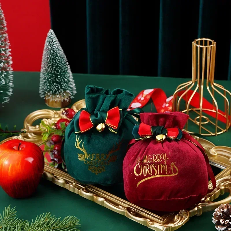 2025 Novoročné detské darčekové lano vianočné zamatové jablko Candy Darček vianočné večierky Cookie Darčeková taška santa vrecia