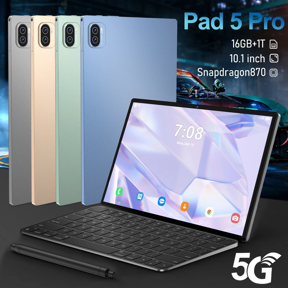 2025 Nová originálna PAD 5 Pro Tablet 10.1inch HD 4K Android 14 16 GB+1024GB Snapdragon870 10000MAH 5G DUAL SIM Telefón WiFi GPS