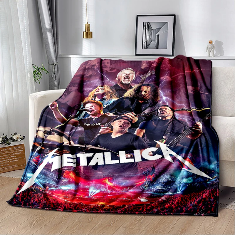 2025 Nová štýl kapela M-Metallicas James Hetfield Cartoon Soft Flanel Deka pre postele spálne pohovka piknik, hodte prikrývku na darček