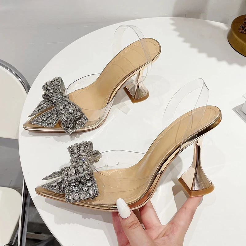 2025 Nové letné dámske módne topánky Sexy s vysokým podpätkom členok slingbacks spony popruh špicaté na špičke motýľové dekorácie