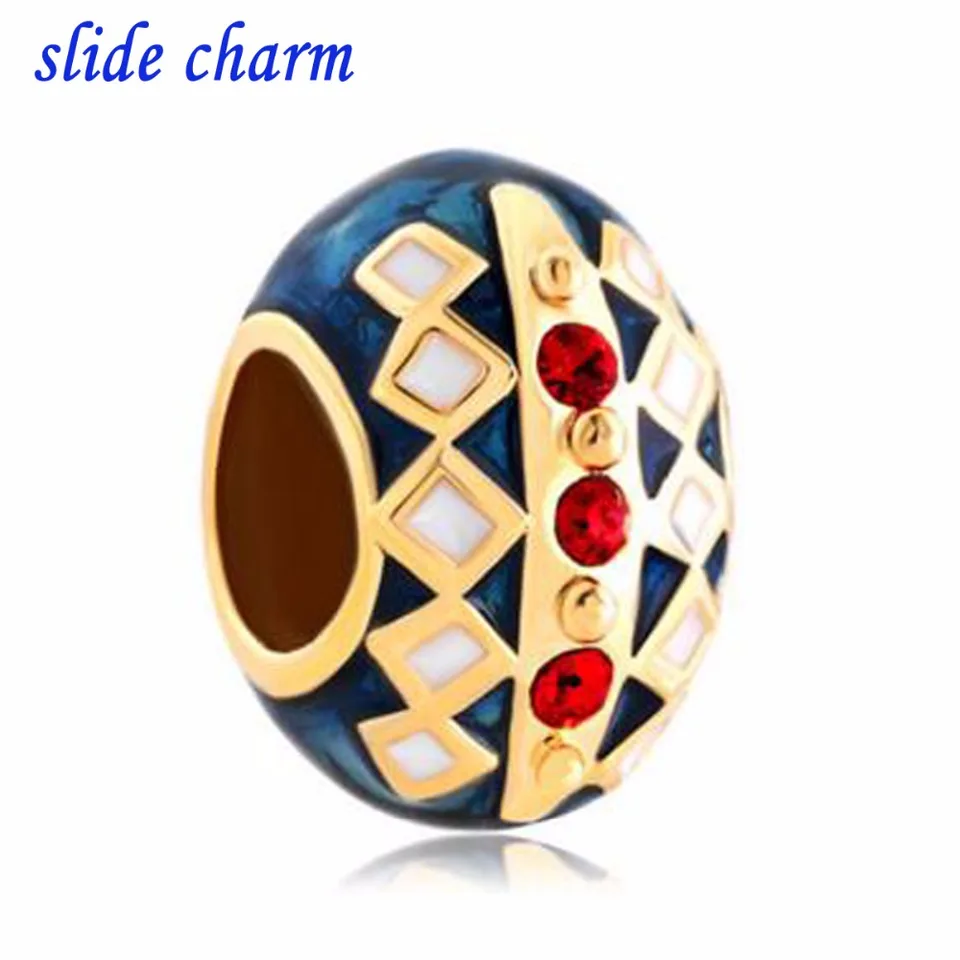 2025 Nové modré vajce Lucky Charms Red Crystal Lucky Charms for Women Charms Fit Fit Pandora náramok náhrdelník