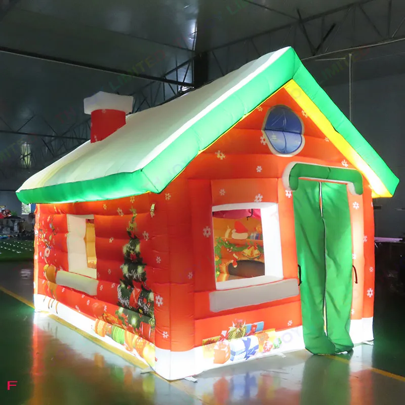 2025 Nový dizajn nafukovací vianočný dom, nákupné obchodné centrum nafukovací dom Santa Grotto Cube House