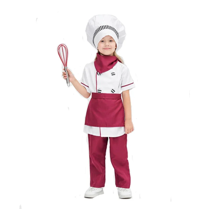 2025 Nový príchod dieťaťa Cook Uniforma Halloween obliekajte čerstvý kuchárov kostým pre dievčatá