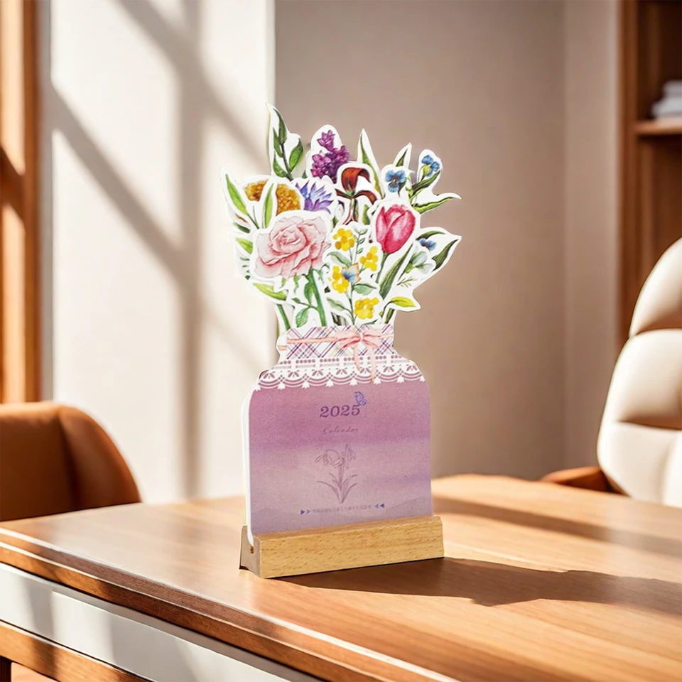 2025 Nový rok Bloomy Flowers Desk Calendars Floral Nový rok Mesačný kalendár pre reštauráciu domácej kancelárie