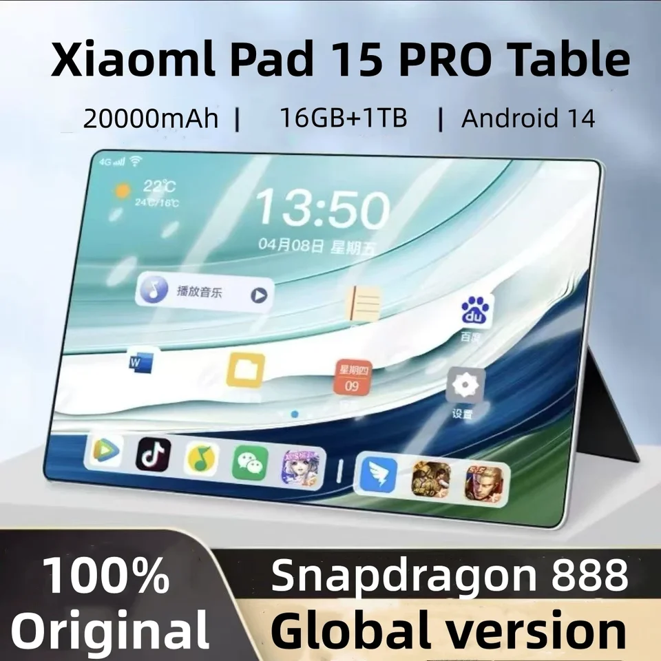 2025 Original Xioami Pad 15 Pro Tablet Android14 Snapdragon888 11inch HD 16GB+1TB 20000MAH 5G Dual SIM Bluetooth Wifi GPS Tables